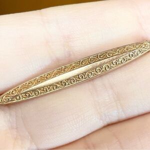 10K antique marquis bar pin yellow gold Edwardian art nouveau style broo…​